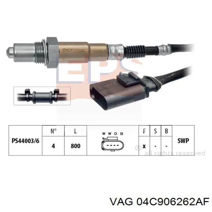 Лямбдазонд, датчик кисню після каталізатора, правий VAG 04C906262AF ціна, від 38.92 USD