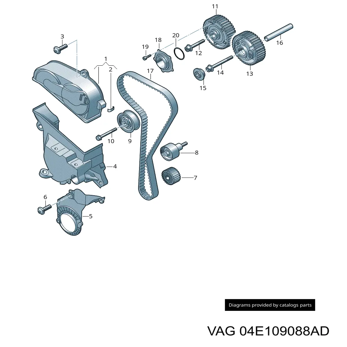 Зірка-шестерня розподільного валу двигуна, впускного VAG 04E109088AD ціна, від 123.41 USD