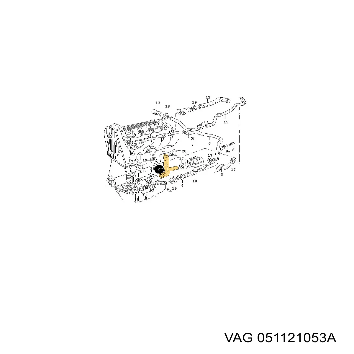 Шланг/патрубок системи охолодження 051121053A VAG