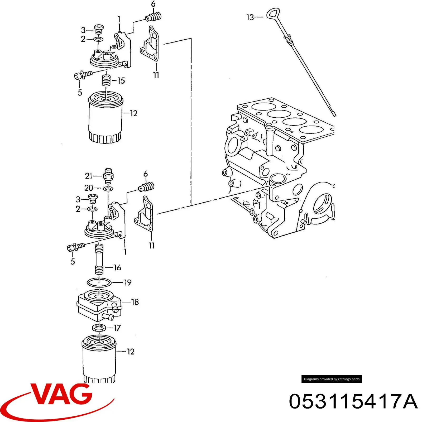 Купити 053115417A VAG Кронштейн масляного фільтра