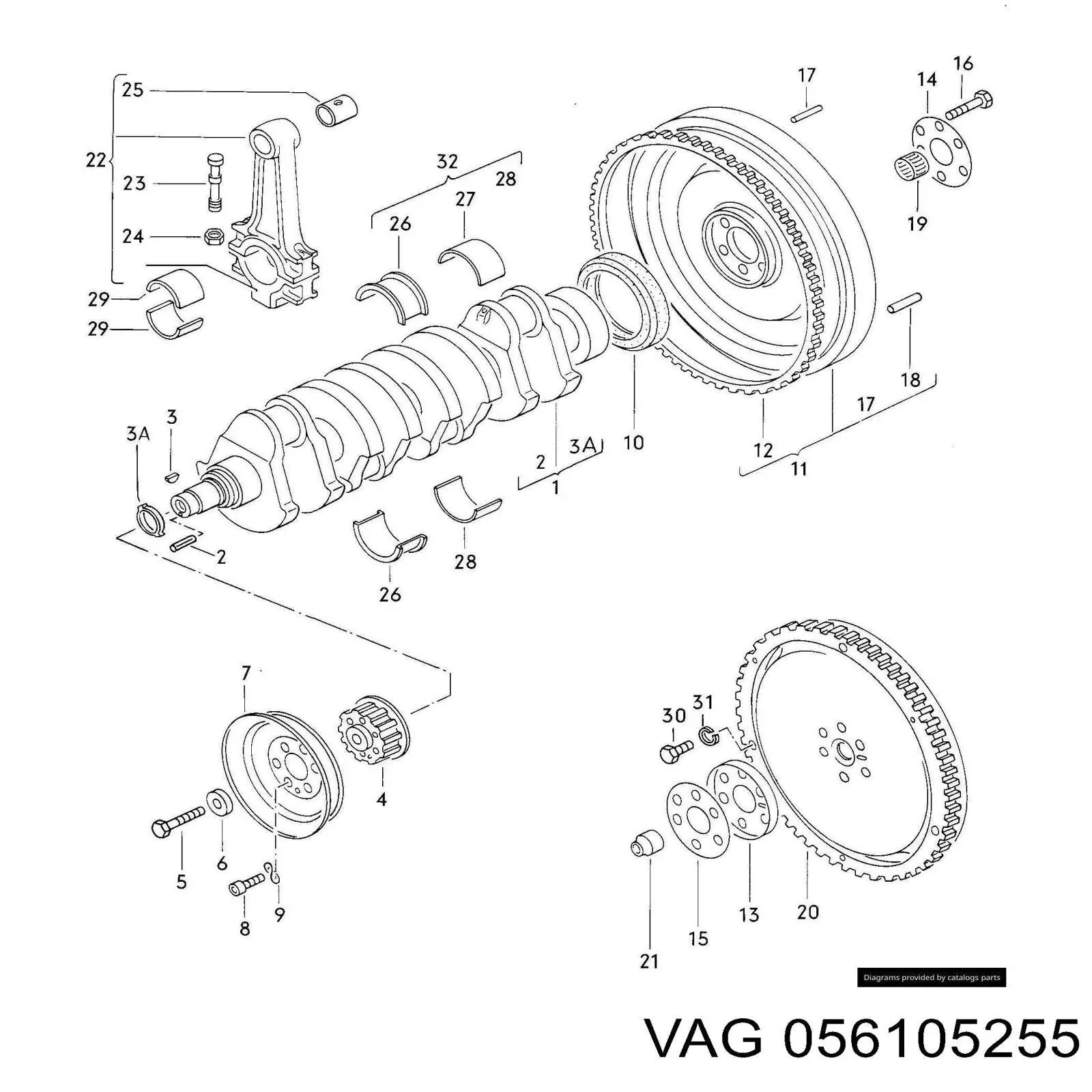 Купити 056105255 VAG Шків колінчастого вала