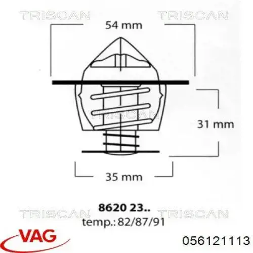 Купити 056121113 VAG Термостат в корпусі