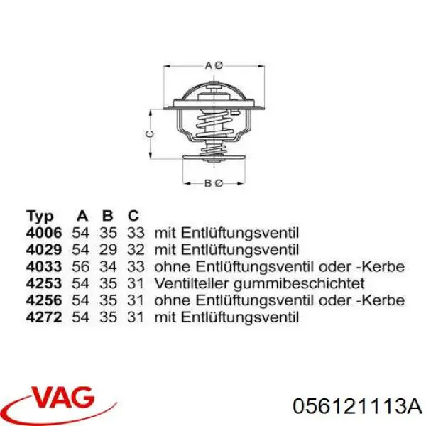 Автомобільний термостат VAG 056121113A ціна, від 8.12 USD