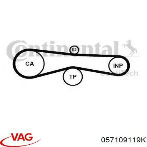 Зубчастий ремінь VAG 057109119K ціна, від 28.43 USD