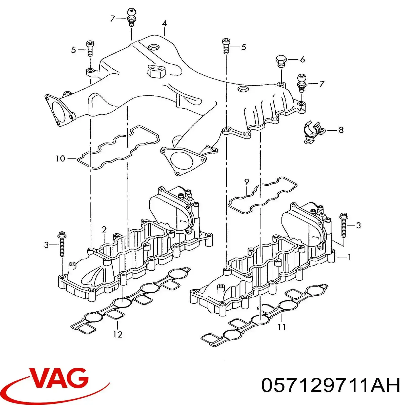 057129711AH VAG Колектор впускний