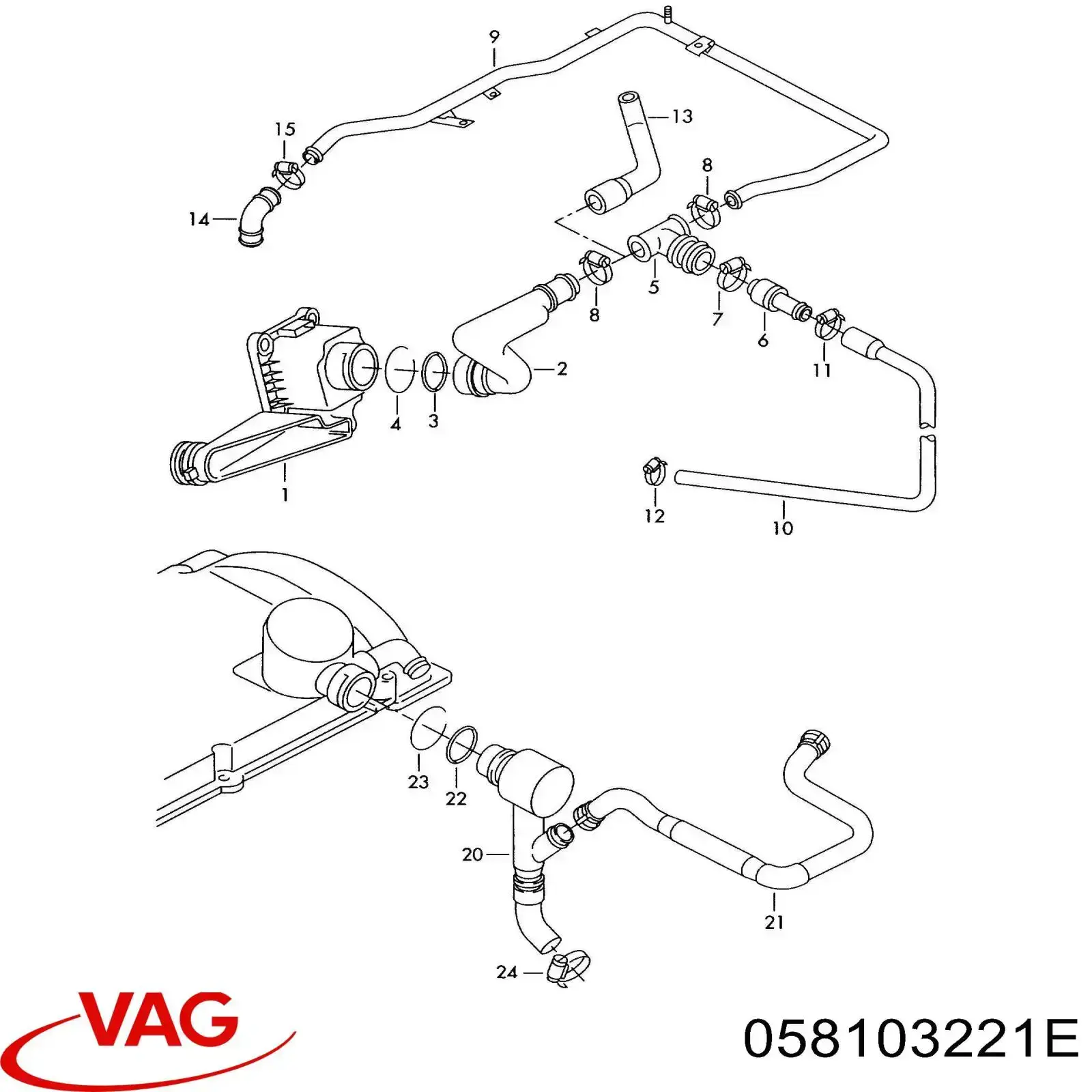 Трубка картера повітряна VAG 058103221E ціна, від 22.22 USD