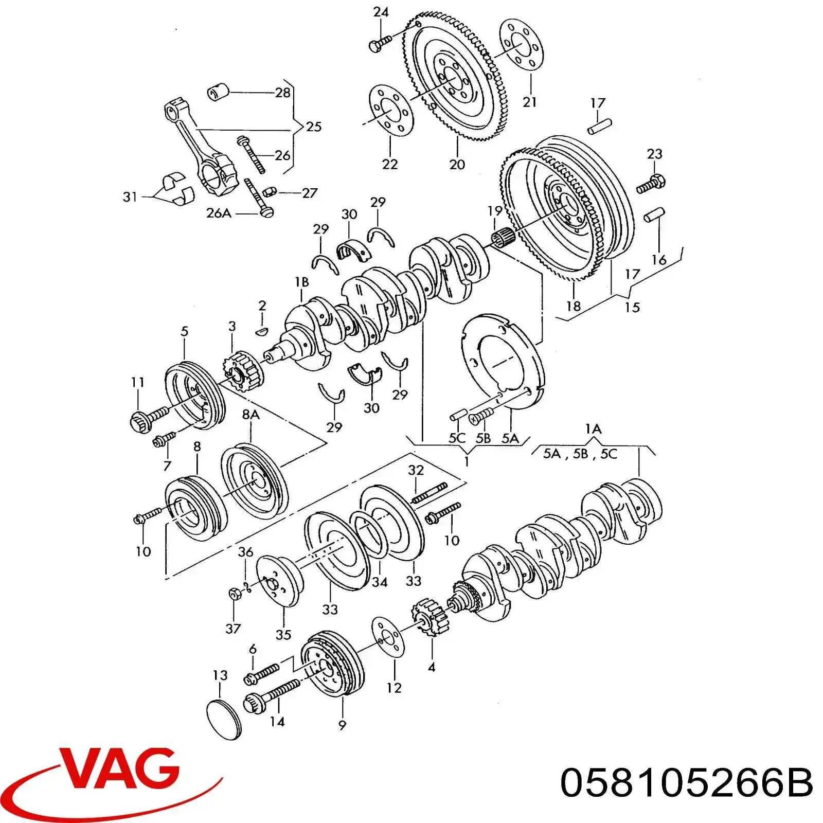 Купити 058105266B VAG Маховик із зубчастим ободом в зборі