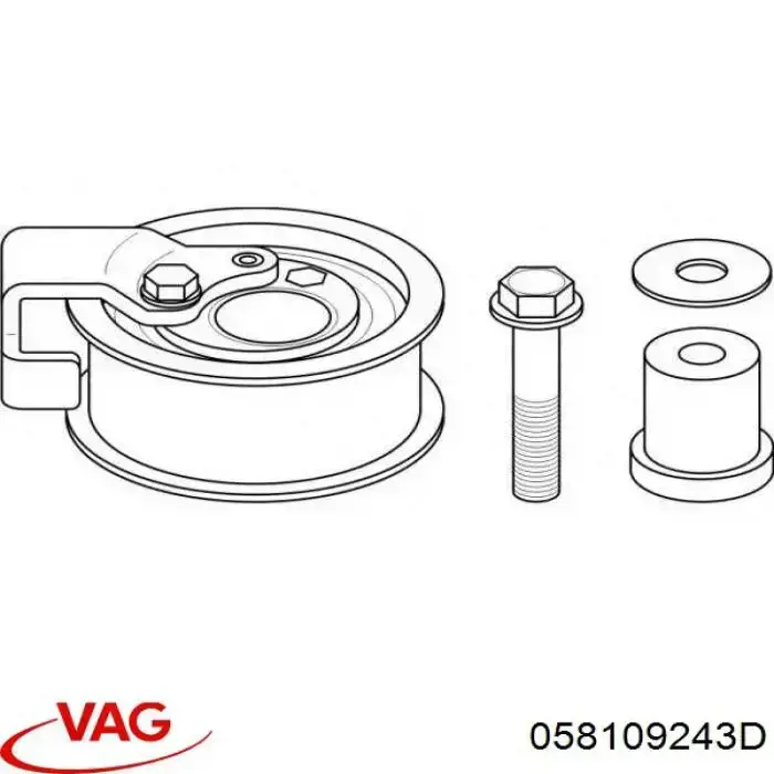 Ролик натяжителя ременя газорозподілу VAG 058109243D ціна, від 45.71 USD