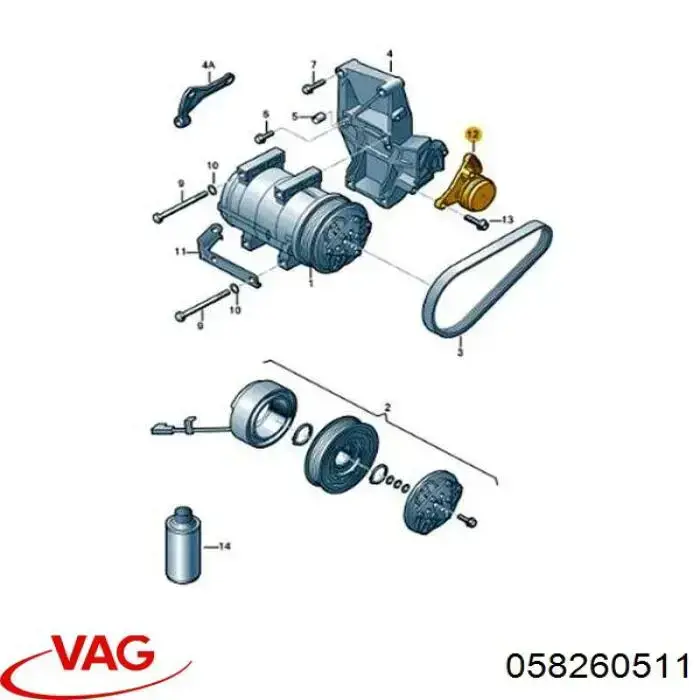 Натягувач приводного ременя VAG 058260511 ціна, від 17.80 USD