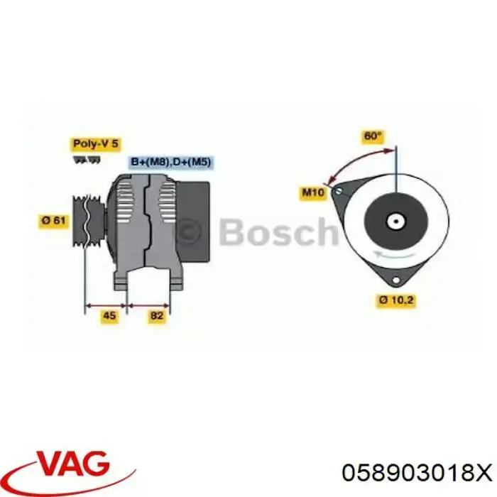 Генератор VAG 058903018X ціна, від 38.01 USD