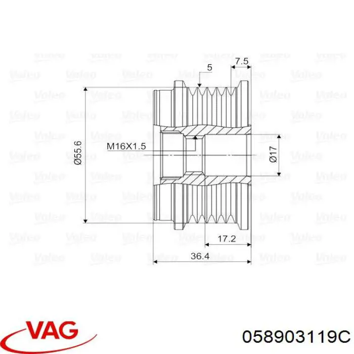 Шків генератора 058903119C VAG