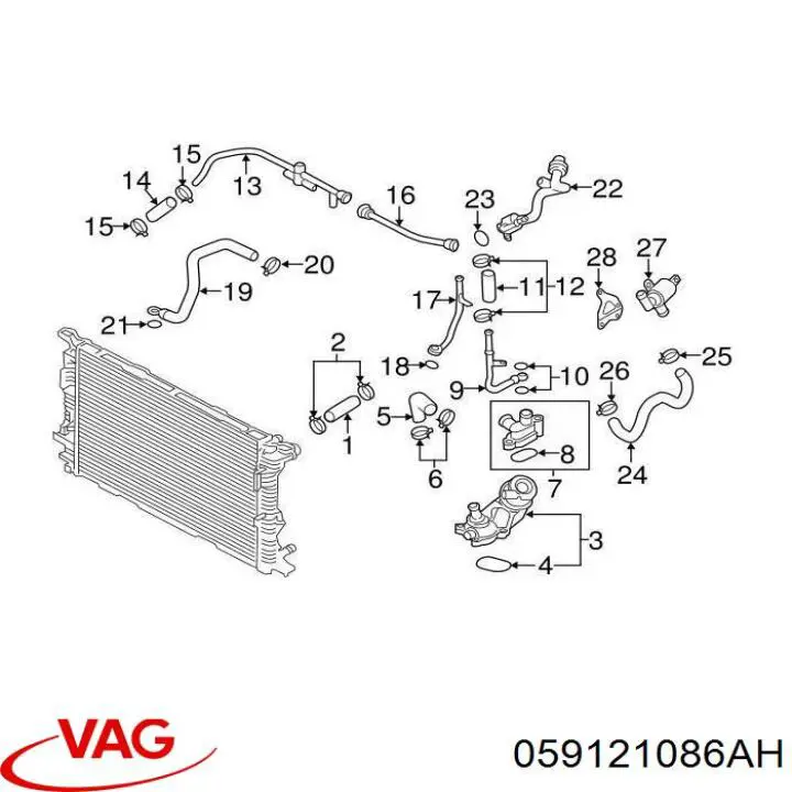 059121086AH VAG Шланг термостата