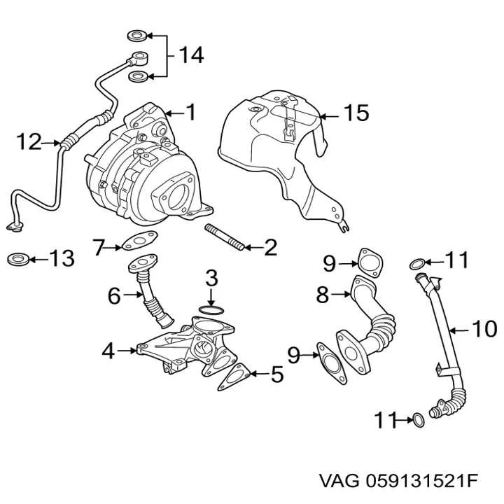 Патрубок радіатора системи рециркуляції ОГ Volkswagen Touareg 1 (7LA) (Фольцваген Туарег)