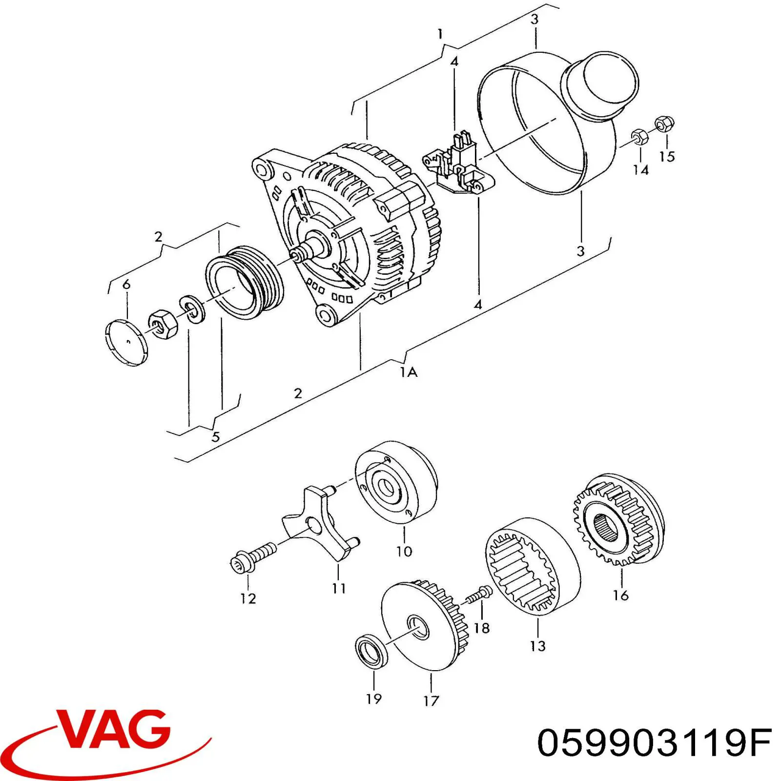 059903119F VAG Обгонна муфта генератора
