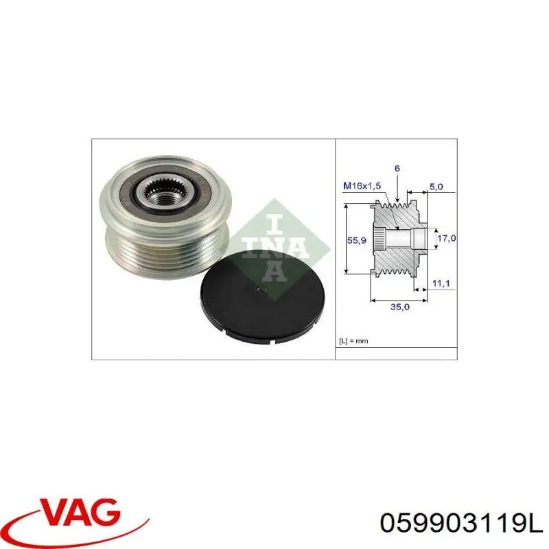 Інерційний шків VAG 059903119L ціна, від 26.64 USD