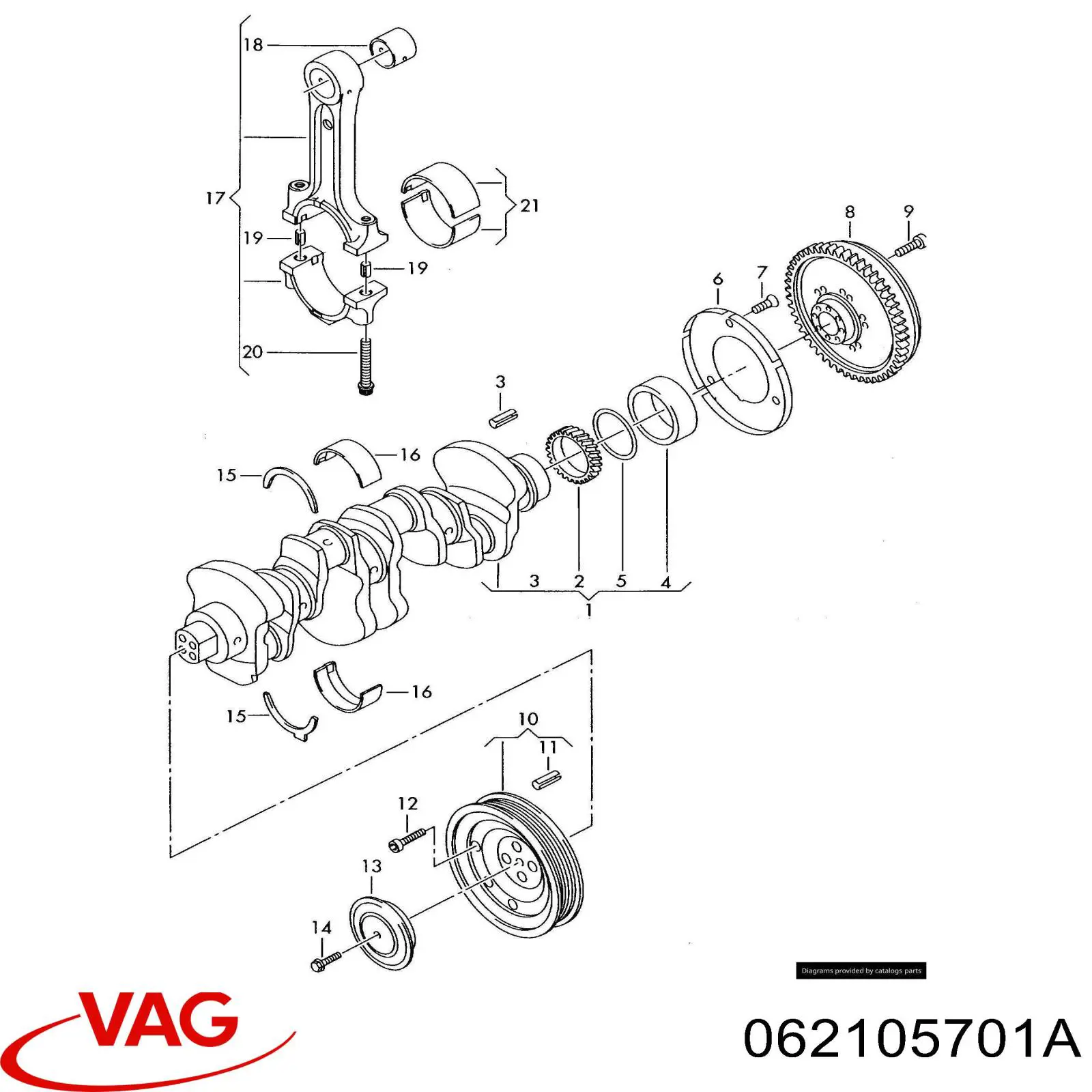 Купити 062105701 VAG Вкладиші коленвала шатунні