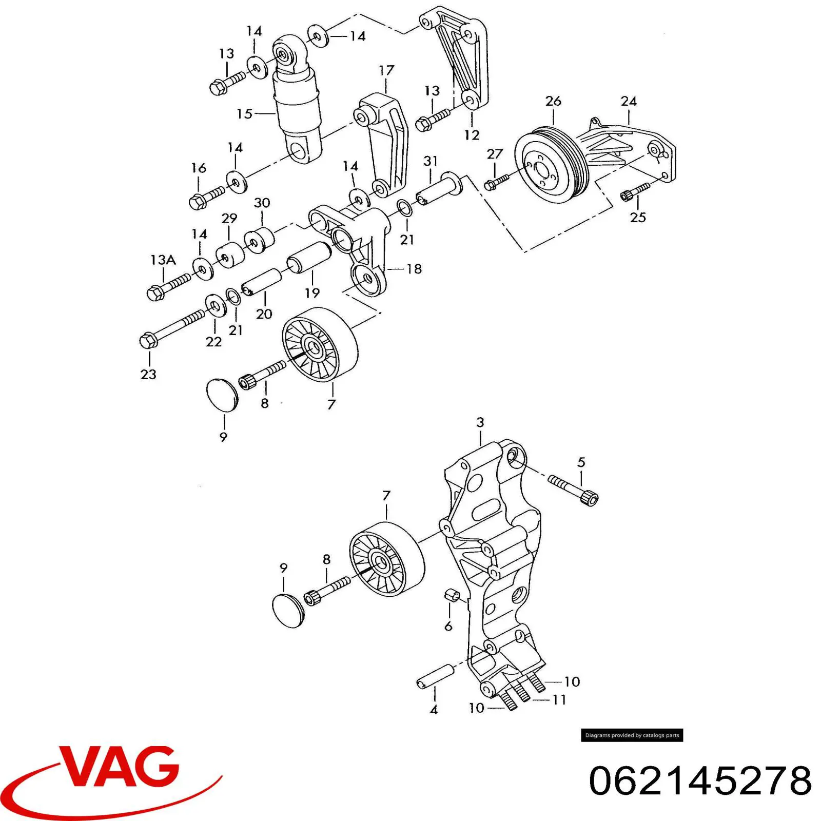 062145278 VAG ролик натягувача приводного ременя