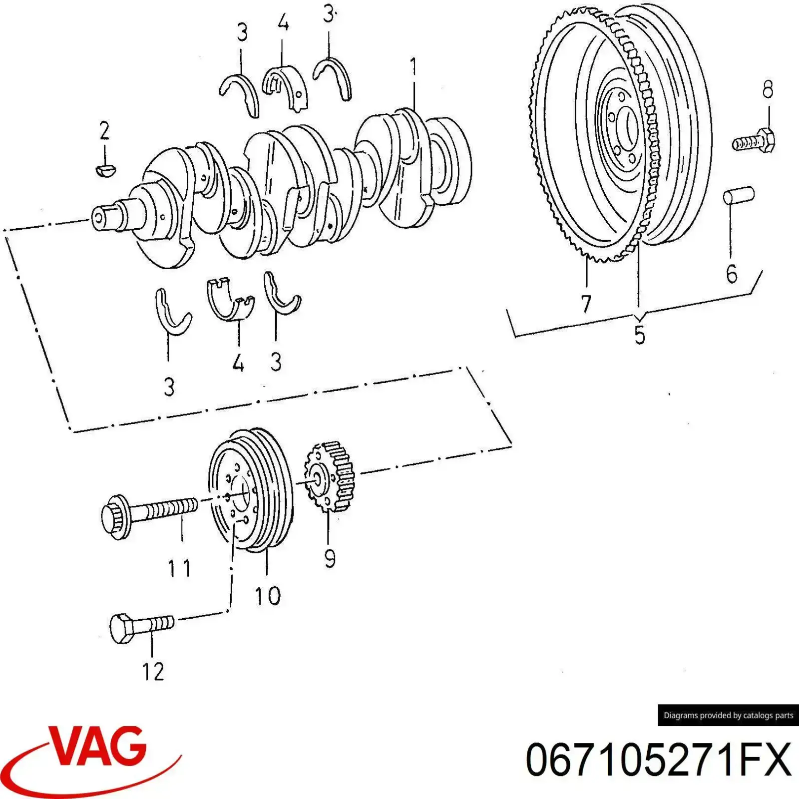 Маховик двигуна 067105271FX VAG