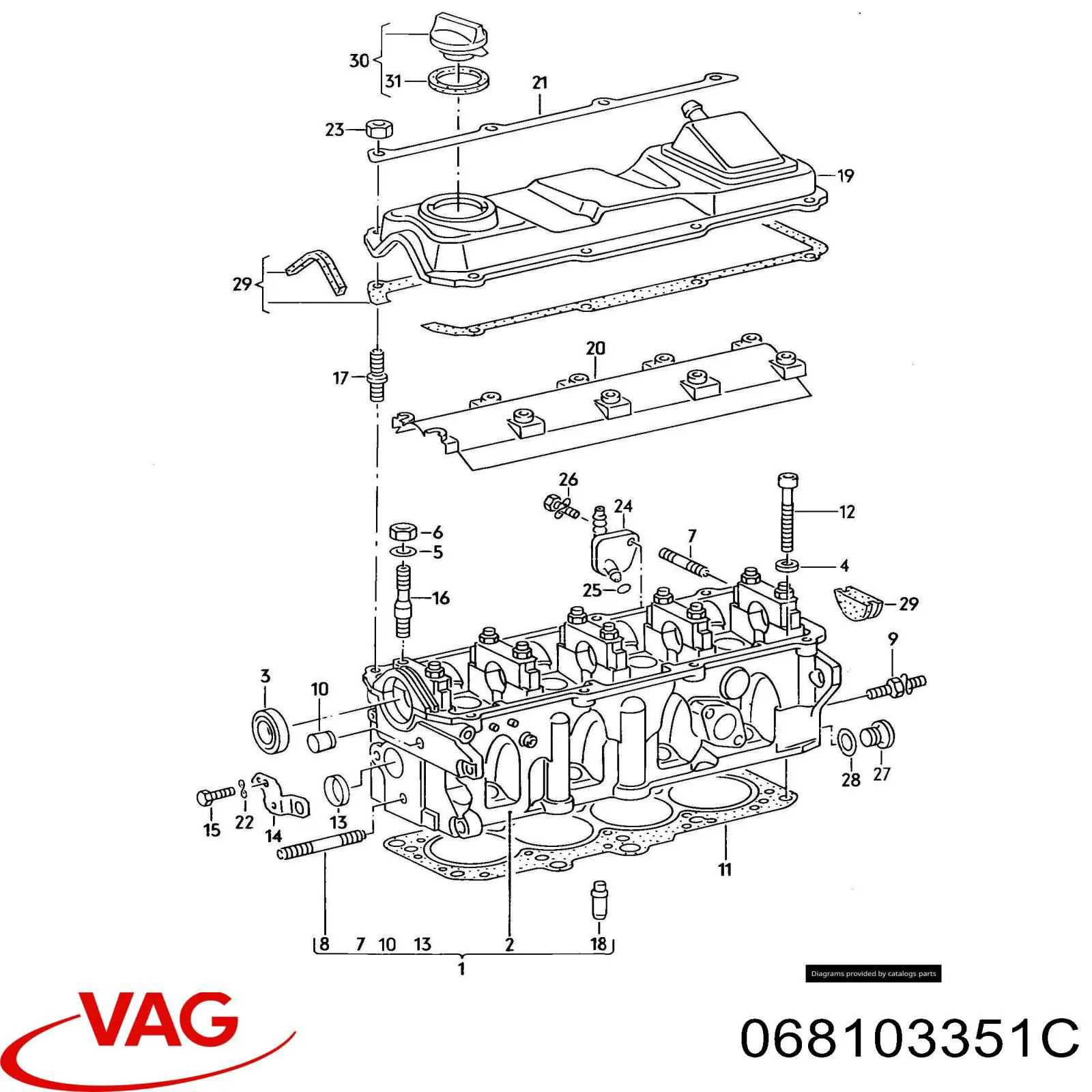 Головка блока циліндрів (ГБЦ) 068103351C VAG