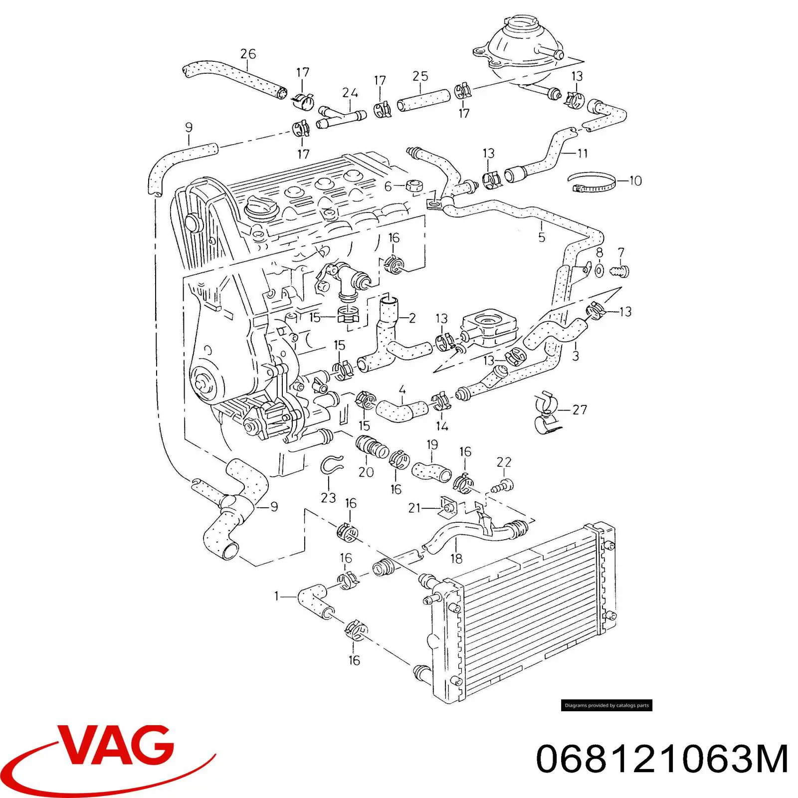 Патрубок системи охолодження VAG 068121063M