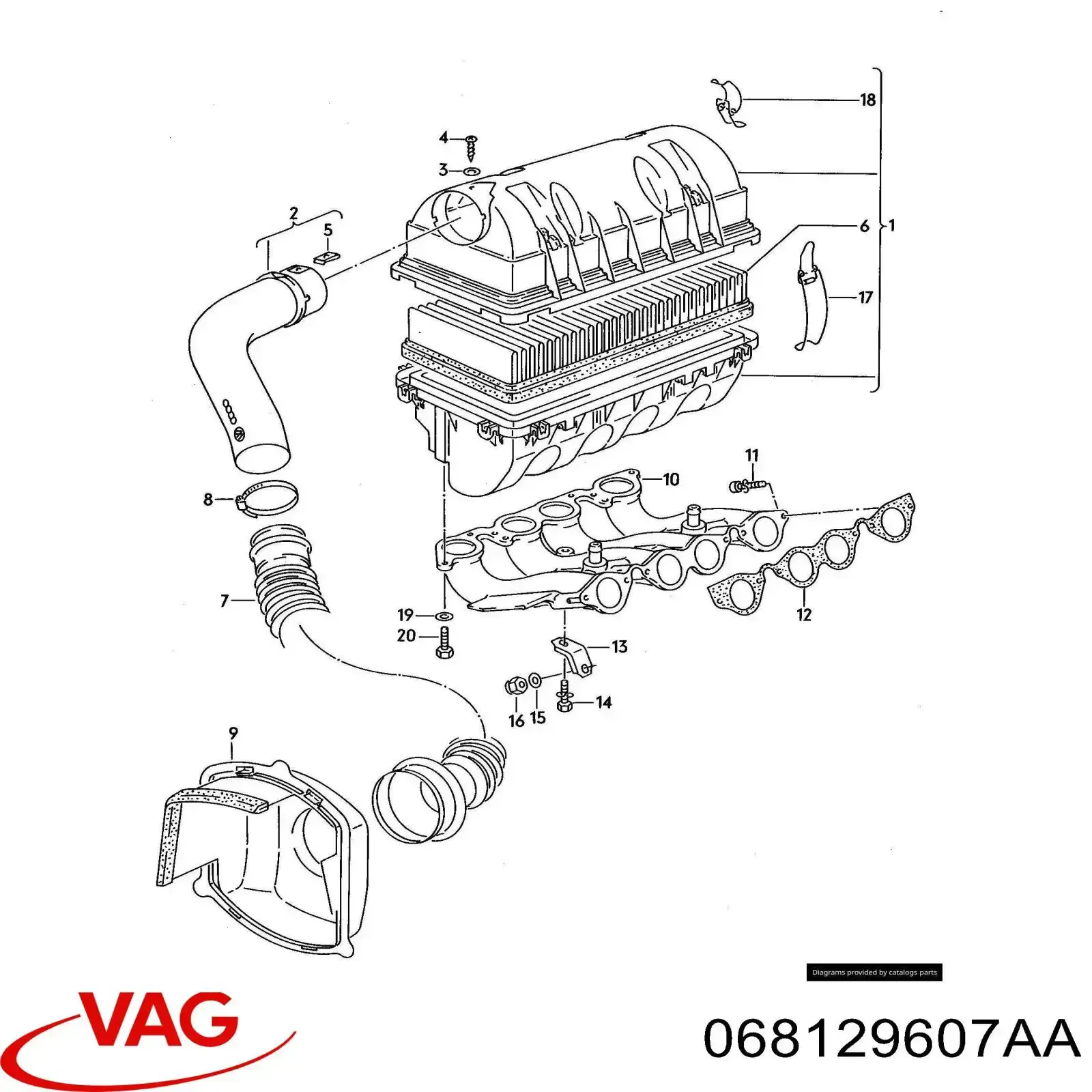 Корпус повітряного фільтра VAG 068129607AA ціна, від 12.67 USD