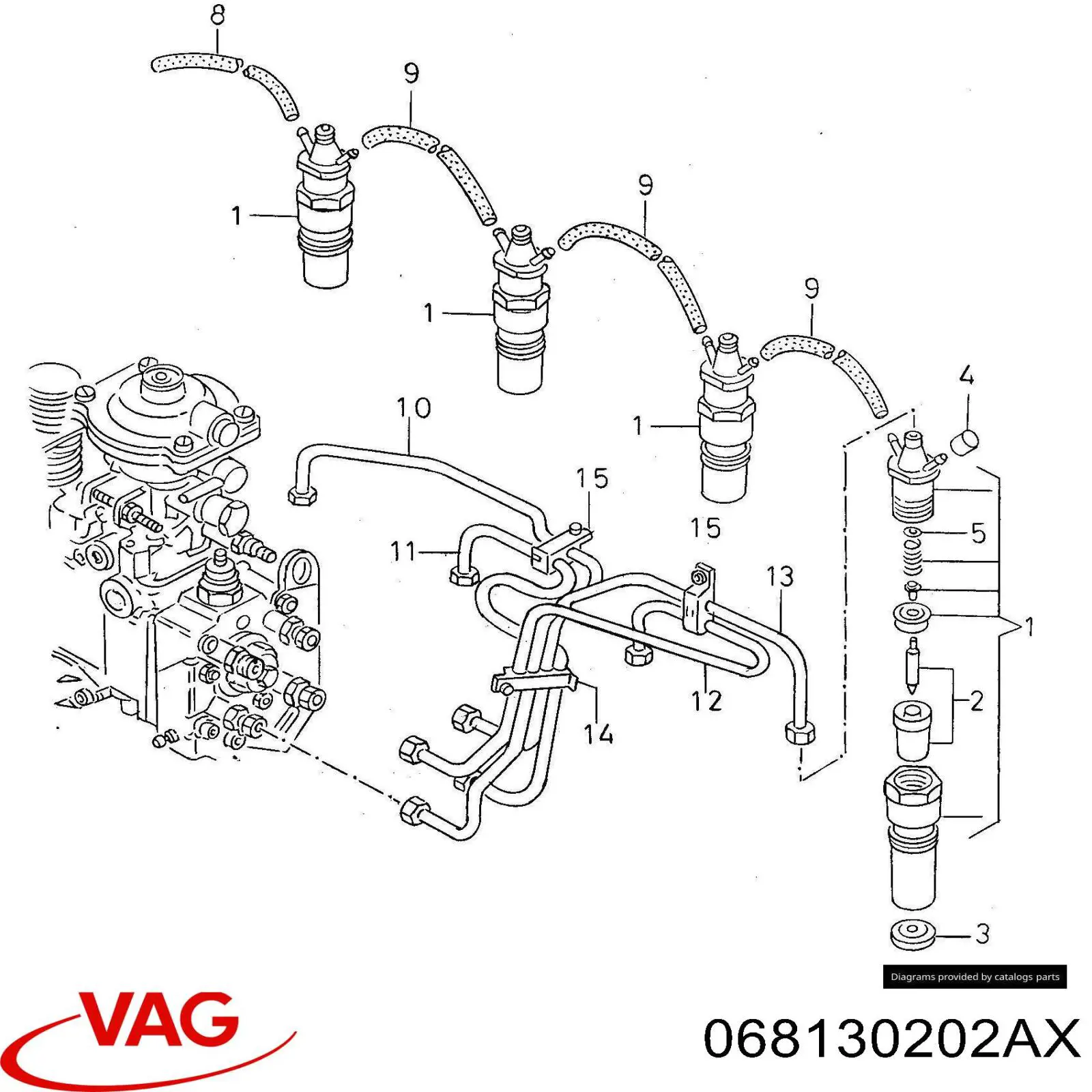 Купити 068130202AX VAG Форсунка дизельна в зборі, розпилювач + тримач