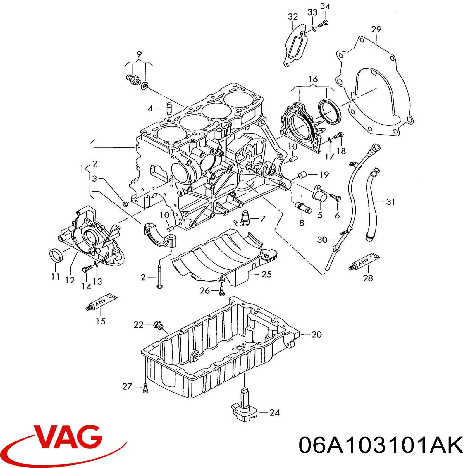 Блок циліндрів VAG 06A103011AK ціна, від 588.00 USD