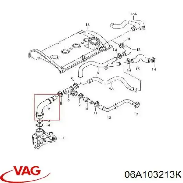 06A103213K VAG Шланг повітряний вентиляції картера