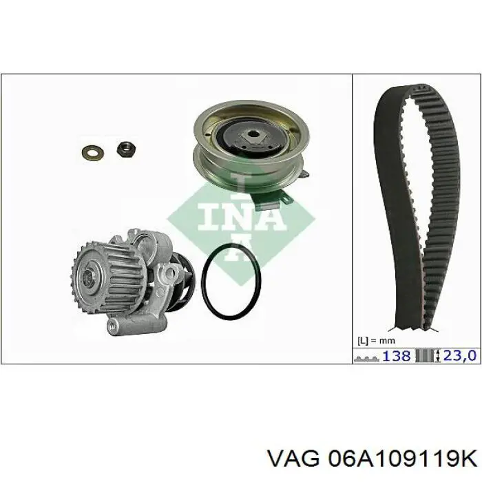 Купити 06A109119K VAG Ремінь газорозподільного механізму