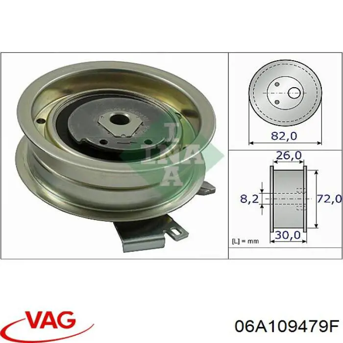 Натягувач ременя ГРМ VAG 06A109479F ціна, від 33.80 USD