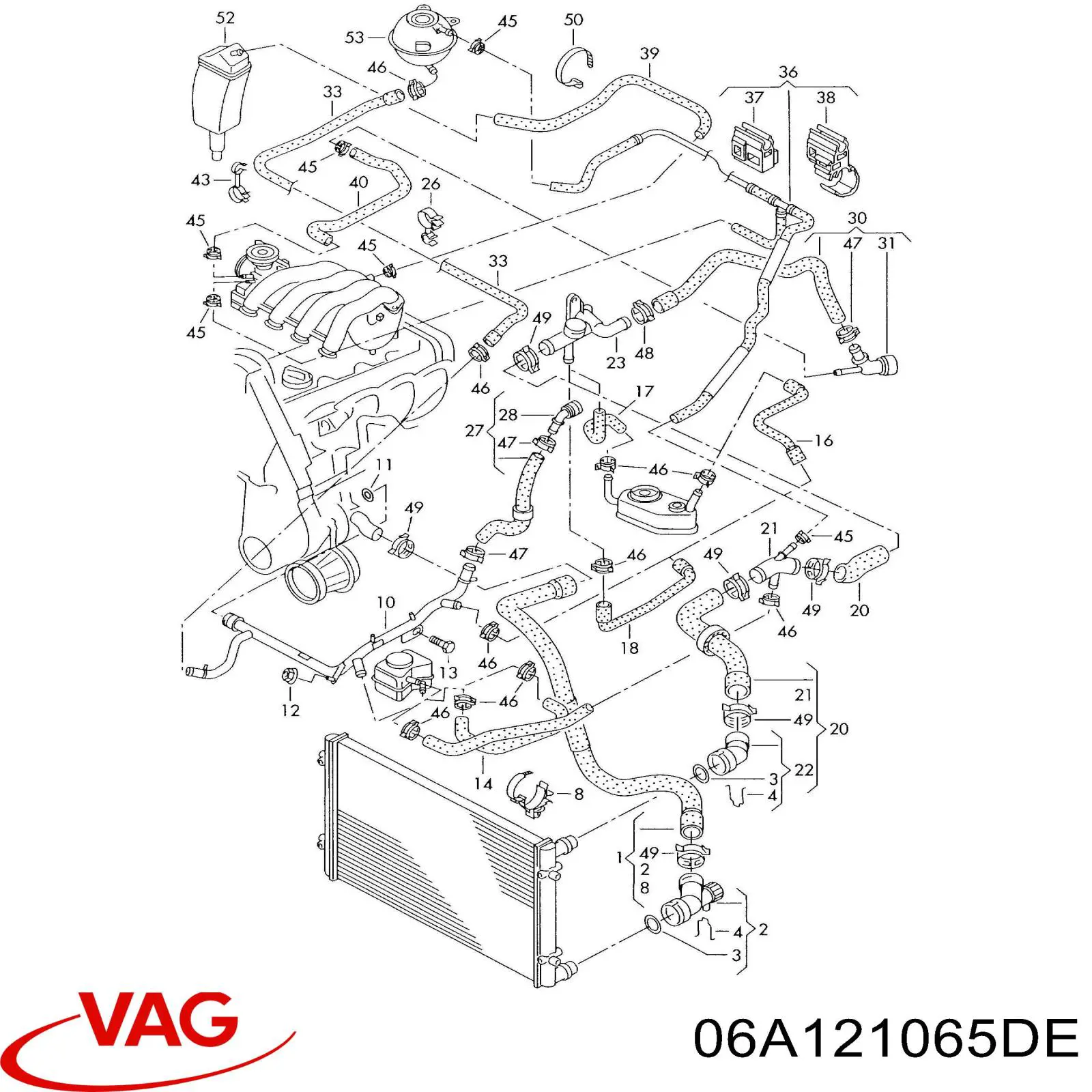 06A121065DE VAG шланг/патрубок системи охолодження