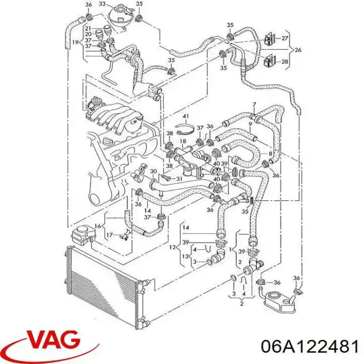06A122481 VAG шланг/патрубок системи охолодження