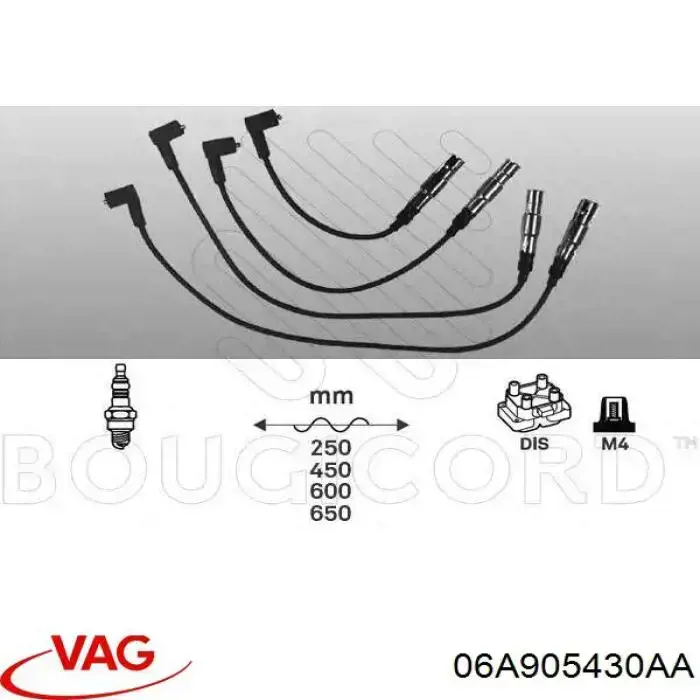 06A905430AA VAG кабель високовольтний, циліндр №4