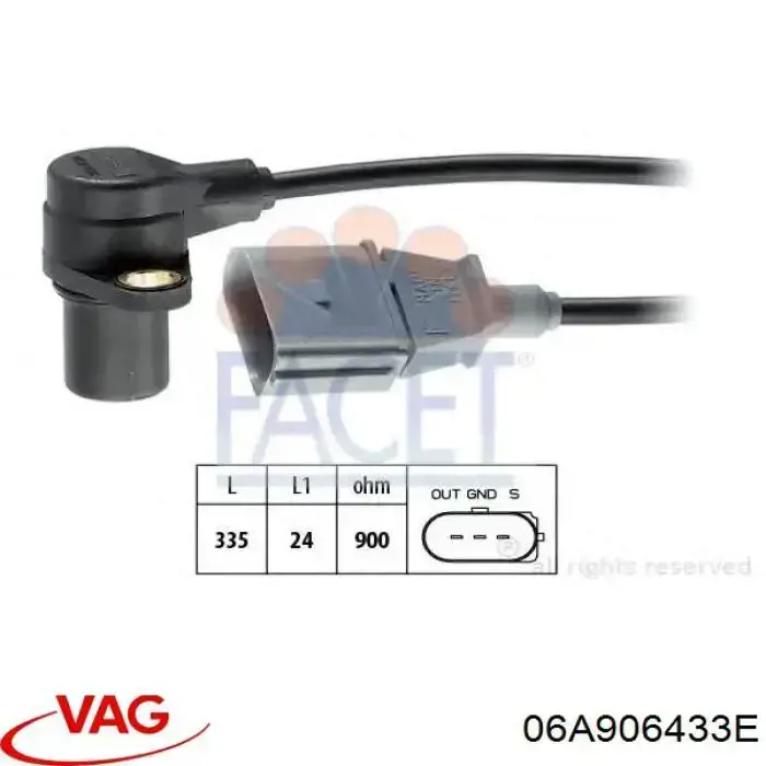 Датчик обертів колінвалу VAG 06A906433E ціна, від 13.33 USD