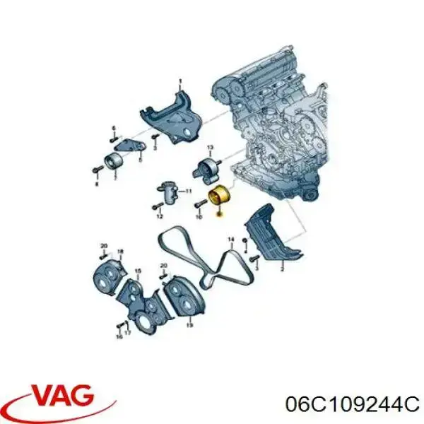 Ролик паразитний ГРМ 06C109244C VAG