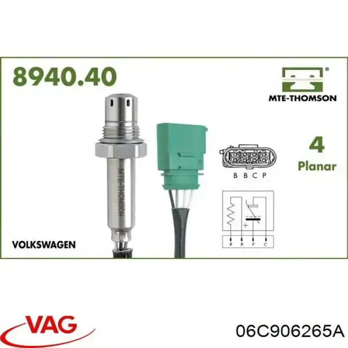 Лямбдазонд, датчик кисню після каталізатора VAG 06C906265A ціна, від 36.64 USD