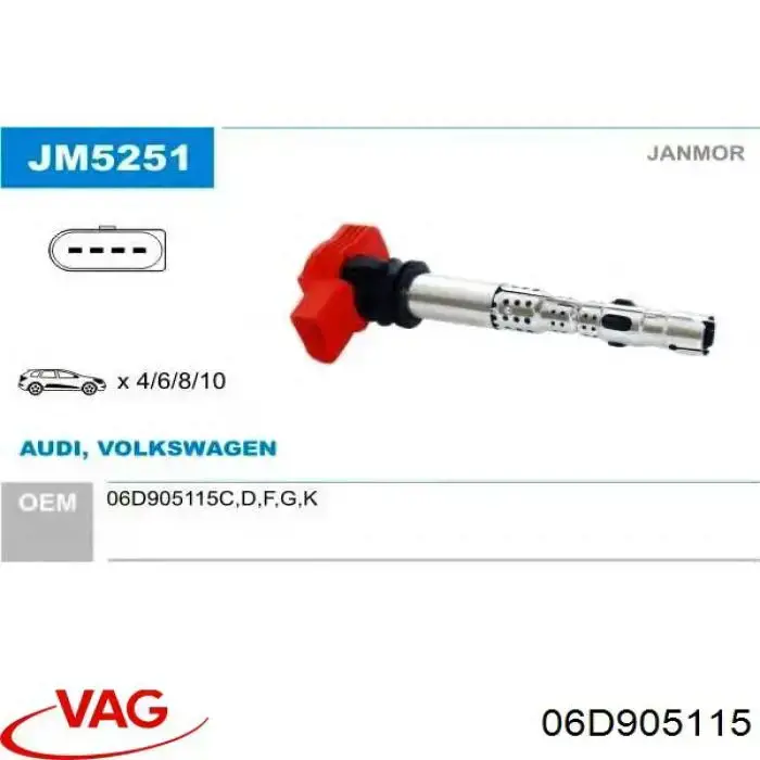 Котушка запалювання VAG 06D905115 ціна, від 28.71 USD
