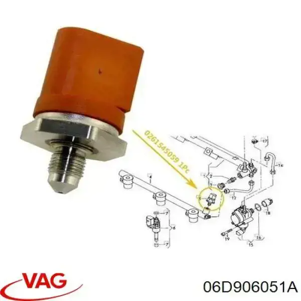 Датчик давления топлива VAG 06D906051A