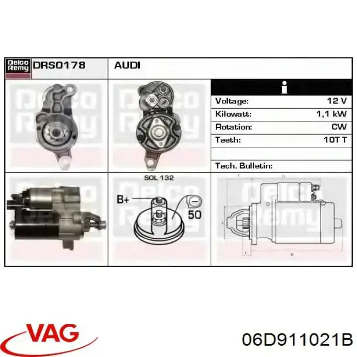 Купити 06D911021B VAG Стартер