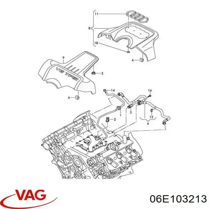 Трубка картера повітряна VAG 06E103213 ціна, від 7.63 USD