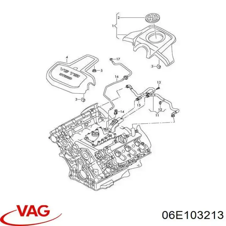 06E103213 VAG Шланг повітряний вентиляції картера