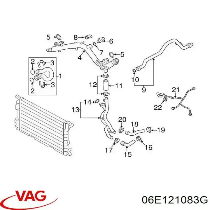 Шланг/патрубок системи охолодження VAG 06E121083G ціна, від 31.67 USD