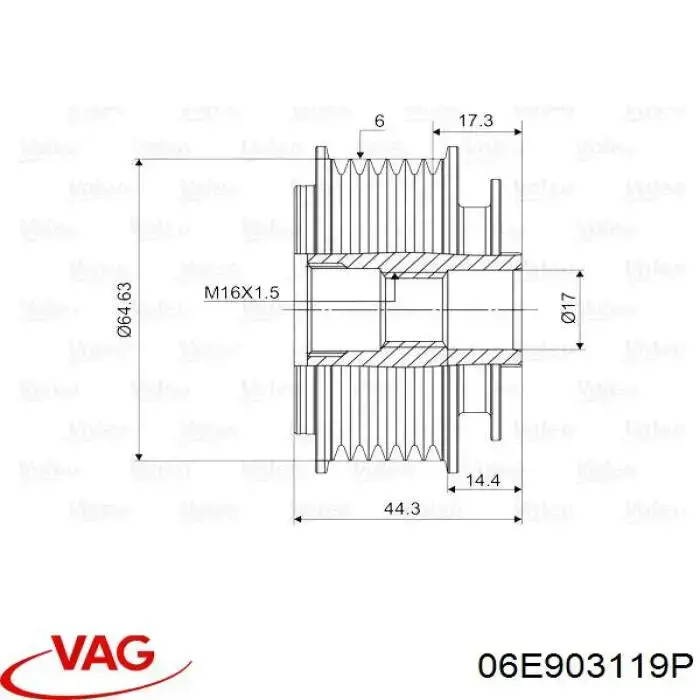 Інерційний шків VAG 06E903119P ціна, від 34.74 USD