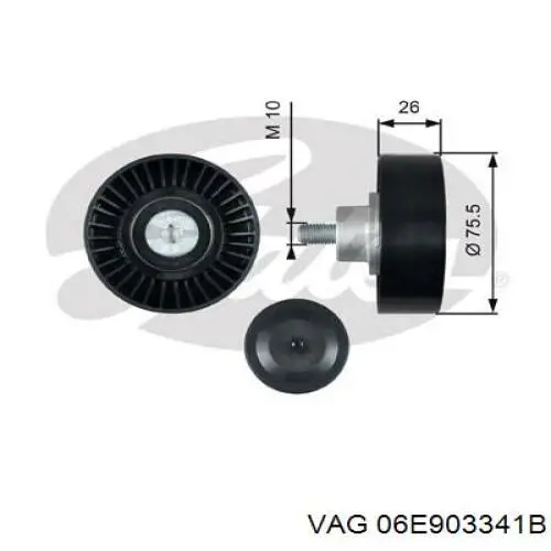Ролик приводного ременя, паразитний VAG 06E903341B ціна, від 15.59 USD