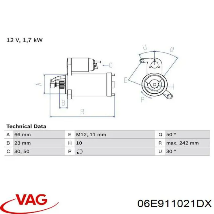Купити 06E911021DX VAG Стартер