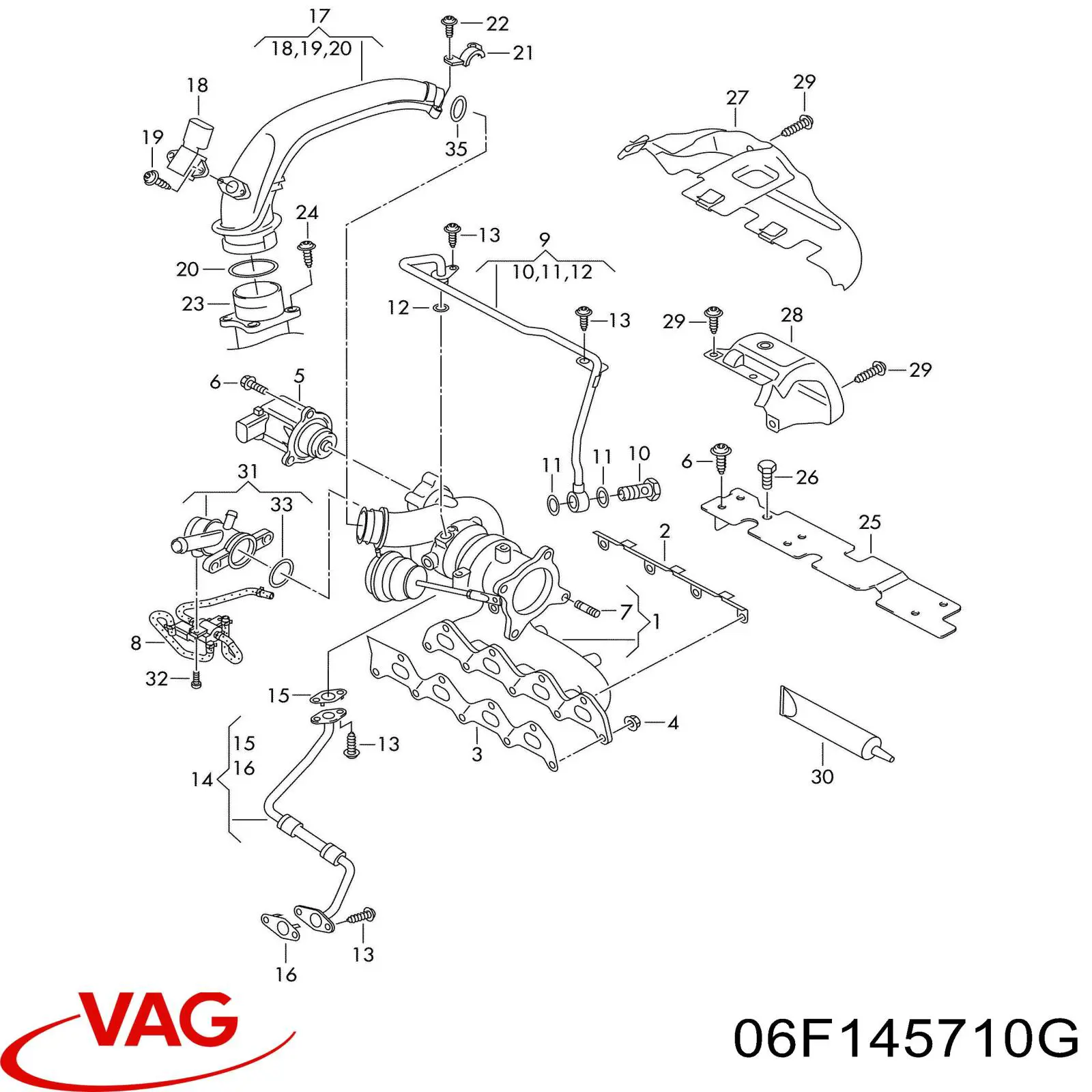 06F145710G VAG Клапан перетворювач тиску наддуву (соленоїд)