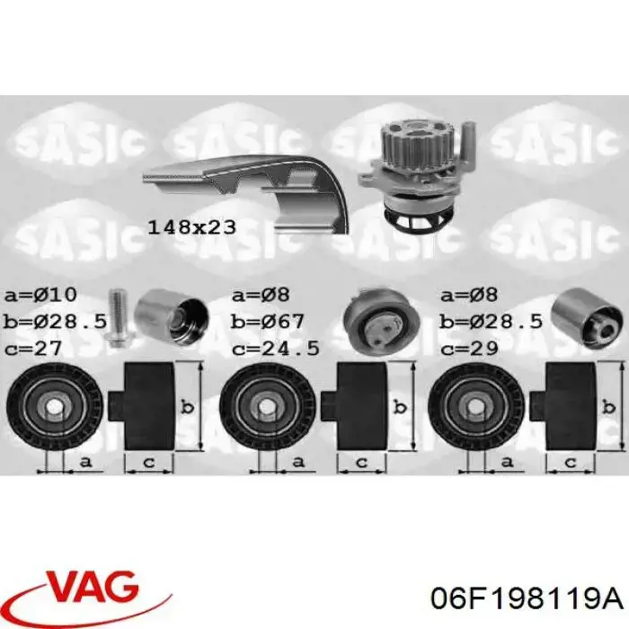 Комплект ГРМ VAG 06F198119A ціна, від 248.91 USD