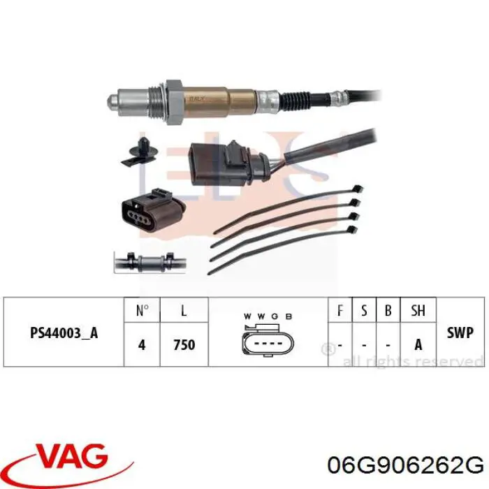 Купити 06G906262G VAG Лямбда-зонд, датчик кисню після каталізатора, лівий