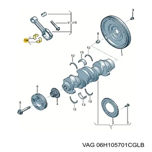 Шатунні вклалиші колінвала STD VAG 06H105701DGLB ціна, від 14.69 USD