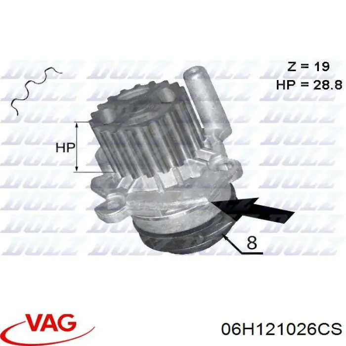 Помпа охолодження VAG 06H121026CS ціна, від 39.13 USD